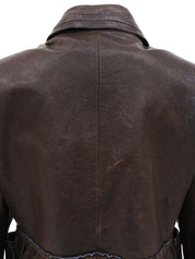 レザーロゴボタンジャケット ダークブラウン