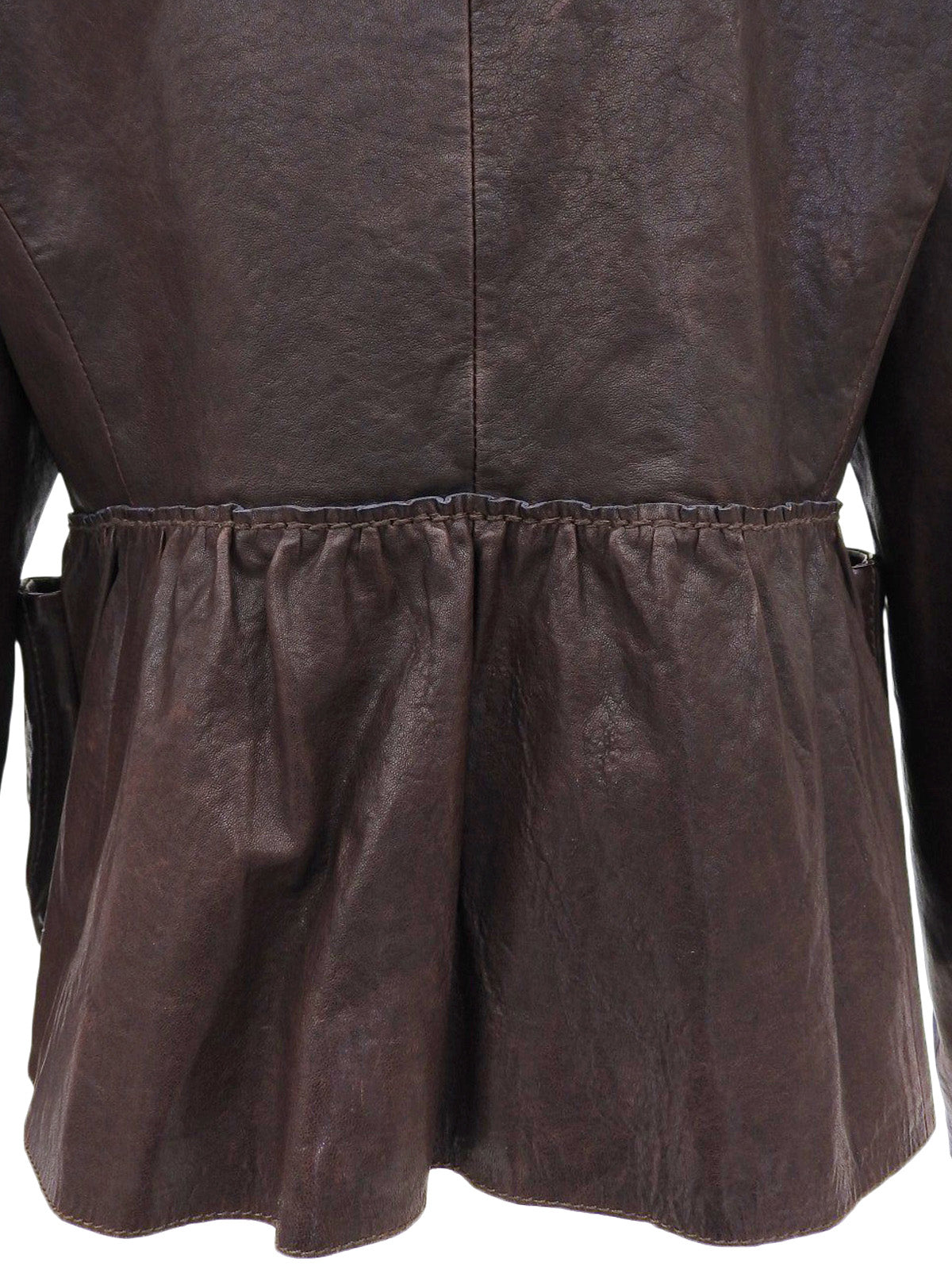 Leather logo button jacket in dark brown