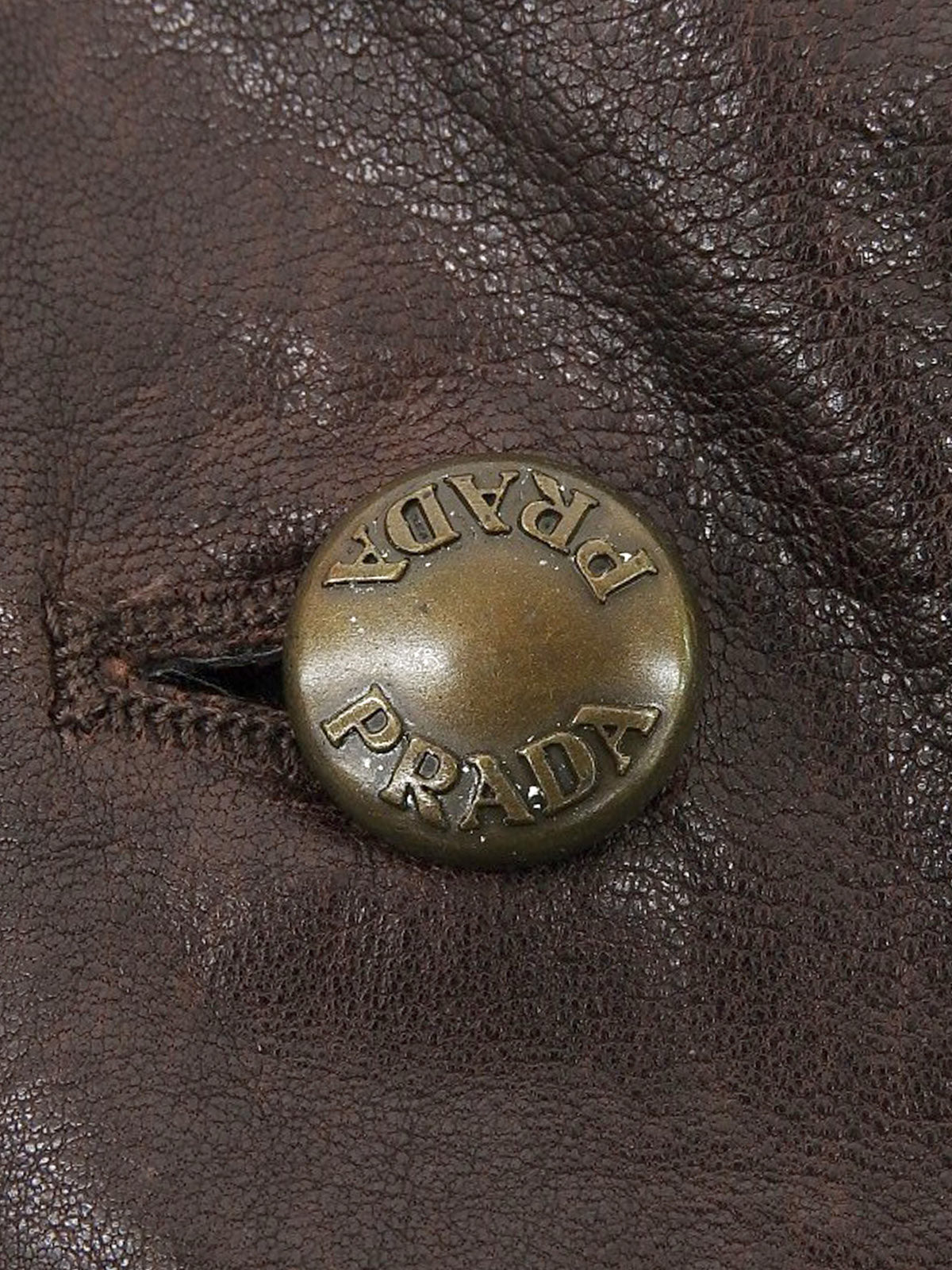 レザーロゴボタンジャケット ダークブラウン