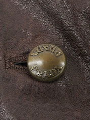 Leather logo button jacket in dark brown