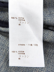 Denim monogram design collarless jacket in blue