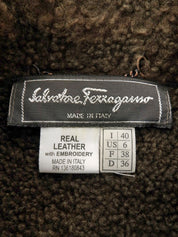 棕色羊毛皮Logo纽扣夹克