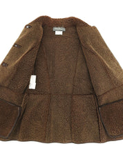 棕色羊毛皮Logo纽扣夹克