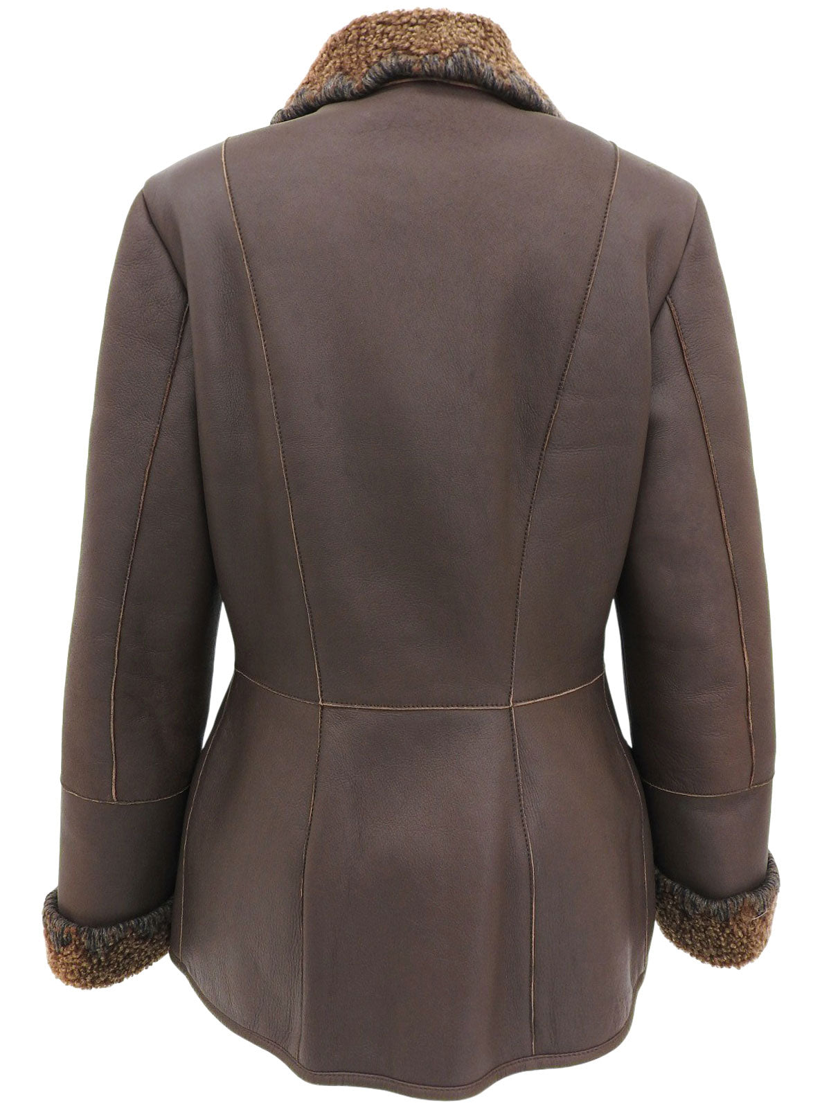 棕色羊毛皮Logo纽扣夹克