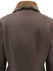 棕色羊毛皮Logo纽扣夹克