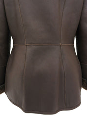 棕色羊毛皮Logo纽扣夹克