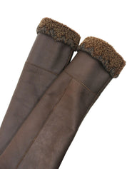 棕色羊毛皮Logo纽扣夹克