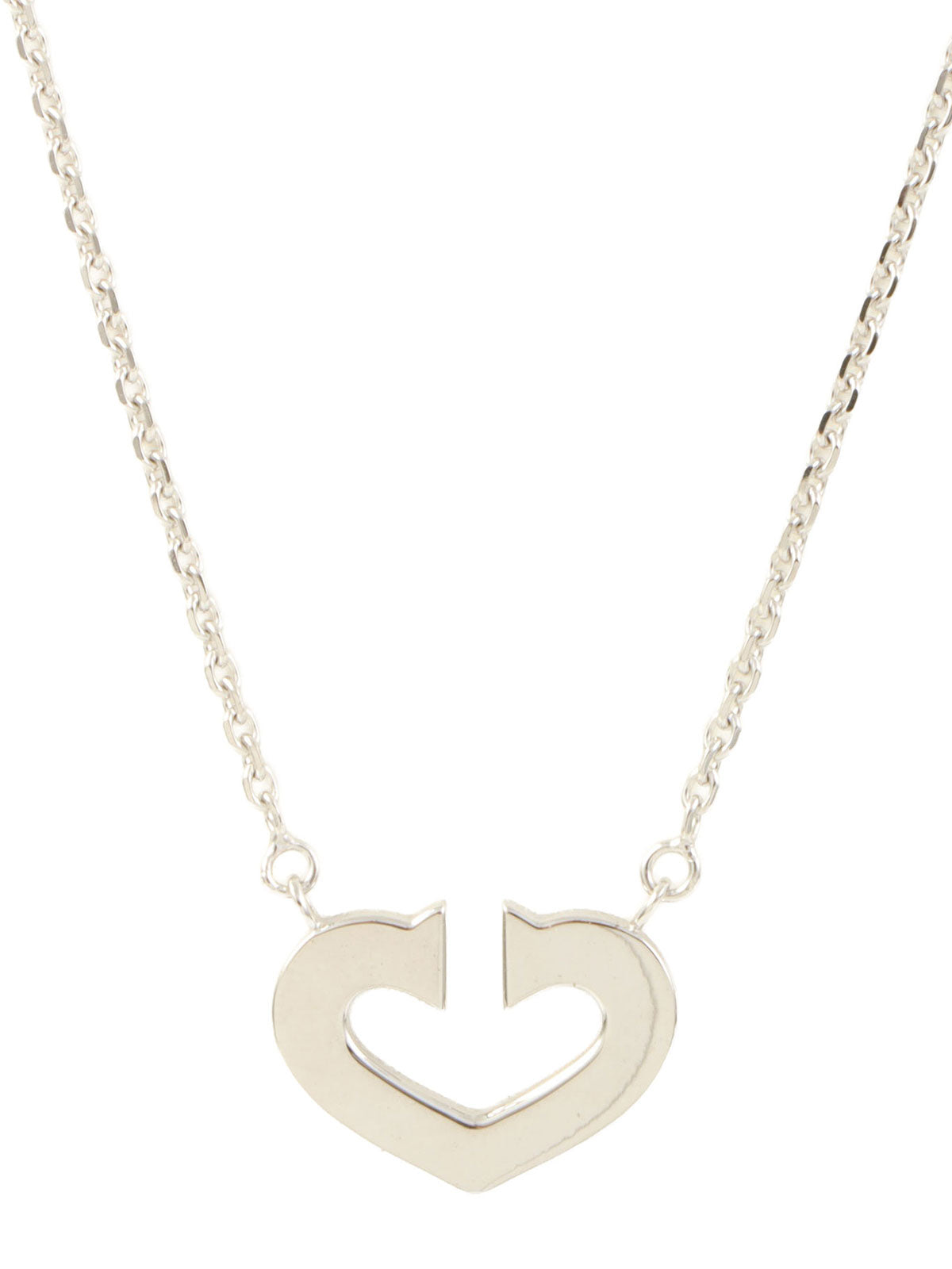 18K C Heart Necklace in Silver