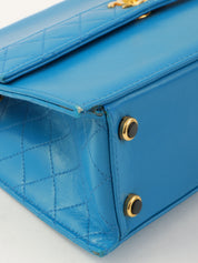 1990年頃製 ラムスキンCCターンロックチェーンバッグ ブルー