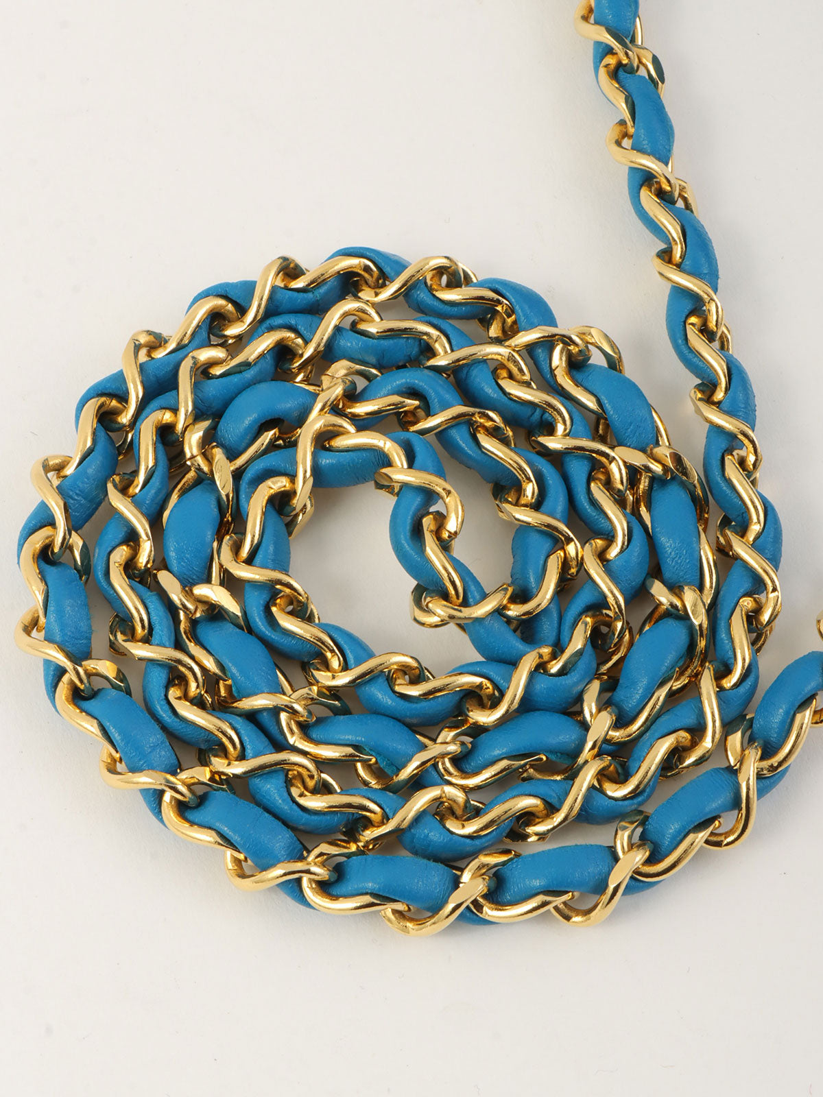 1990年頃製 ラムスキンCCターンロックチェーンバッグ ブルー