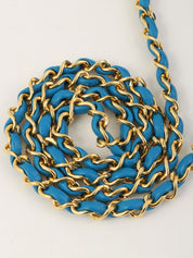 1990年頃製 ラムスキンCCターンロックチェーンバッグ ブルー