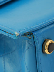 1990年頃製 ラムスキンCCターンロックチェーンバッグ ブルー