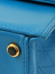 1990年頃製 ラムスキンCCターンロックチェーンバッグ ブルー