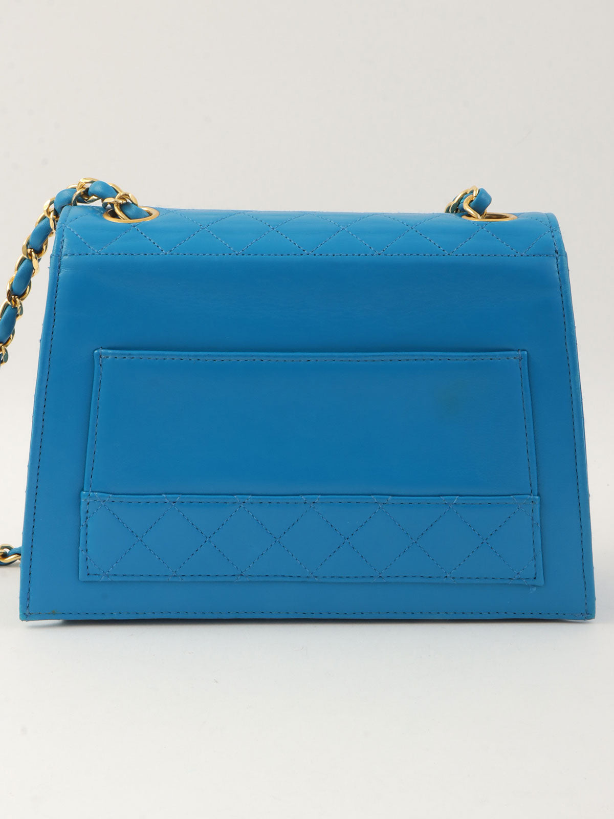 1990年頃製 ラムスキンCCターンロックチェーンバッグ ブルー