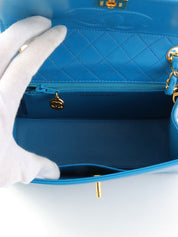 1990年頃製 ラムスキンCCターンロックチェーンバッグ ブルー