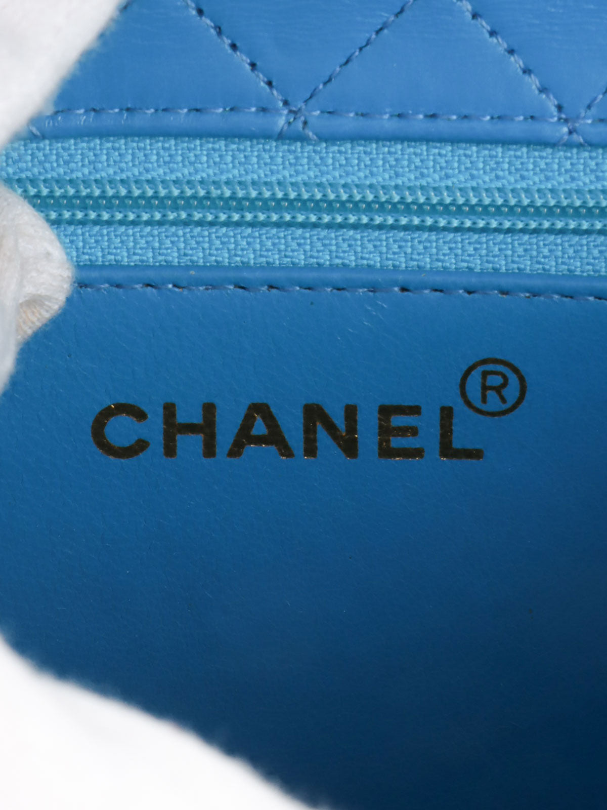 1990年頃製 ラムスキンCCターンロックチェーンバッグ ブルー