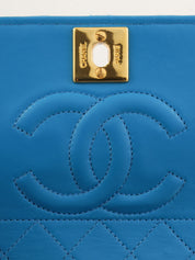 1990年頃製 ラムスキンCCターンロックチェーンバッグ ブルー