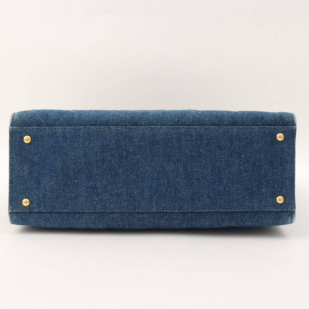 Indigo Denim Matelassé Stitch CC Turn-Lock Chain Handbag, Circa 1998