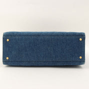 Indigo Denim Matelassé Stitch CC Turn-Lock Chain Handbag, Circa 1998