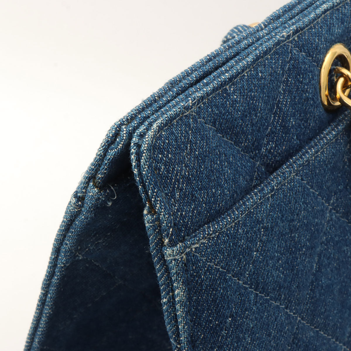 Indigo Denim Matelassé Stitch CC Turn-Lock Chain Handbag, Circa 1998