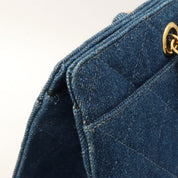 Indigo Denim Matelassé Stitch CC Turn-Lock Chain Handbag, Circa 1998