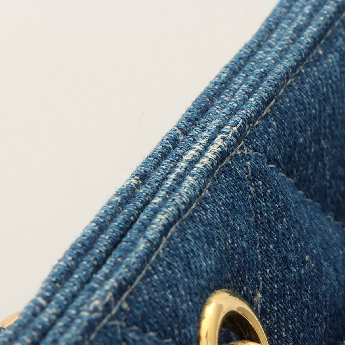 Indigo Denim Matelassé Stitch CC Turn-Lock Chain Handbag, Circa 1998