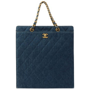 Indigo Denim Matelassé Stitch CC Turn-Lock Chain Handbag, Circa 1998