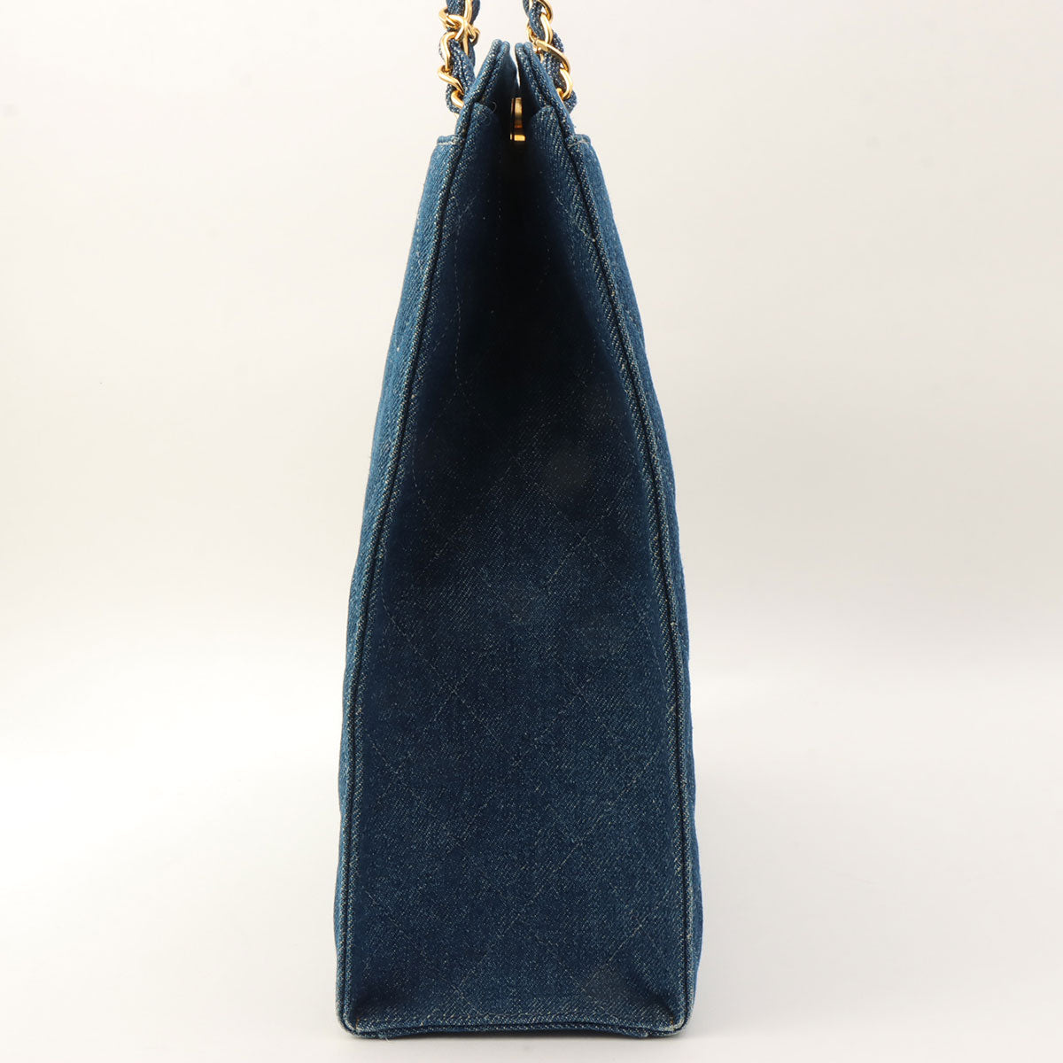 Indigo Denim Matelassé Stitch CC Turn-Lock Chain Handbag, Circa 1998