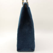 Indigo Denim Matelassé Stitch CC Turn-Lock Chain Handbag, Circa 1998