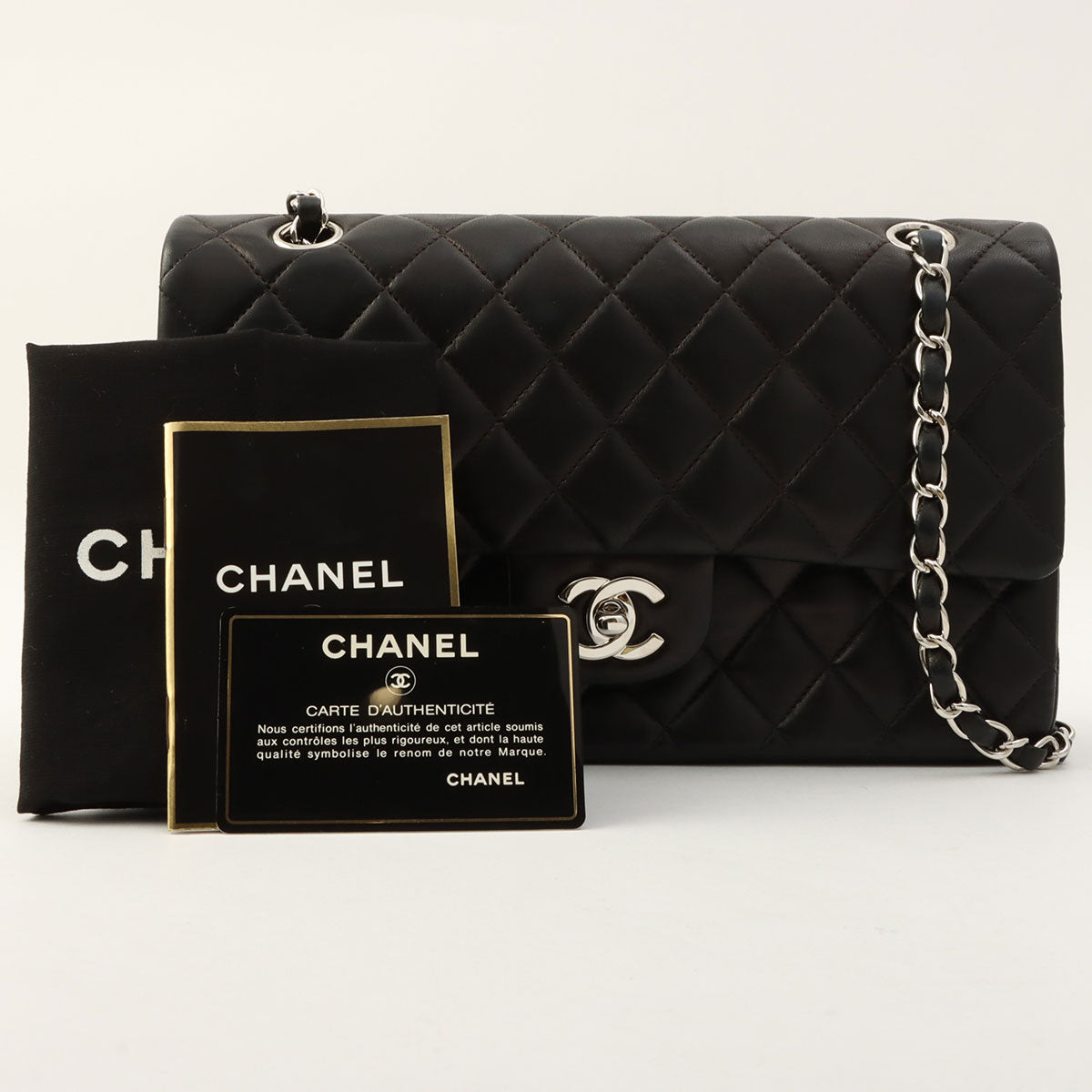 Classic Flap Chain Bag 25cm, Black, circa 2000