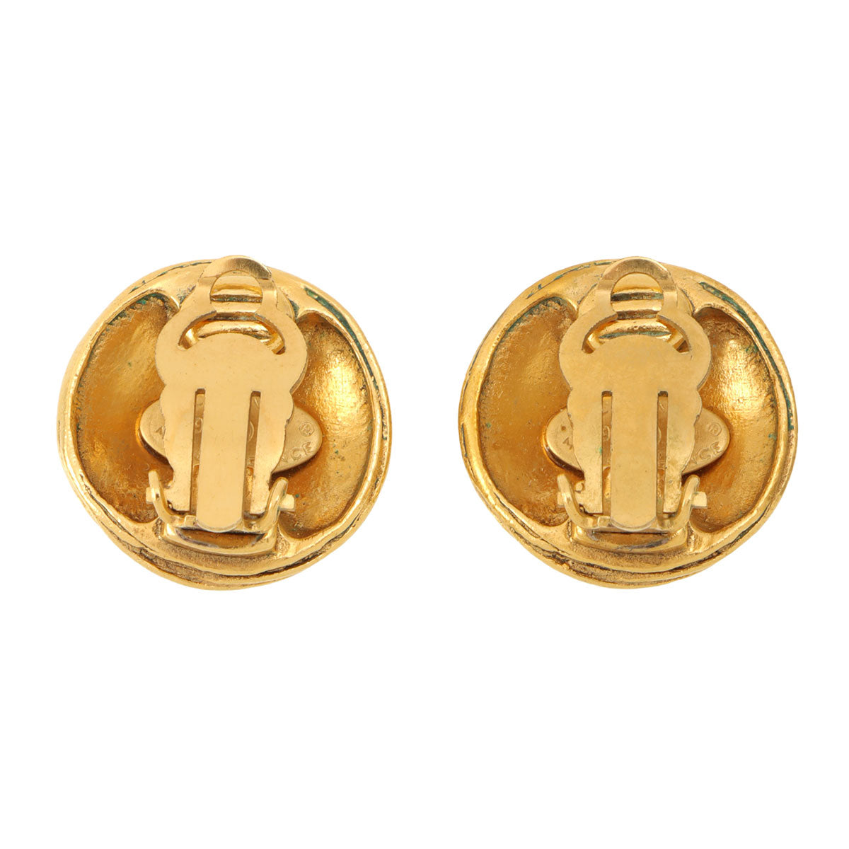 1994 Round CC Mark Earrings Gold