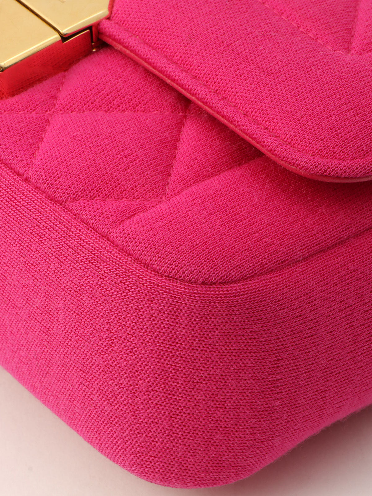 Around 2014 Made Matelassé Stitch Logo Plate Chain Shoulder Bag Pink