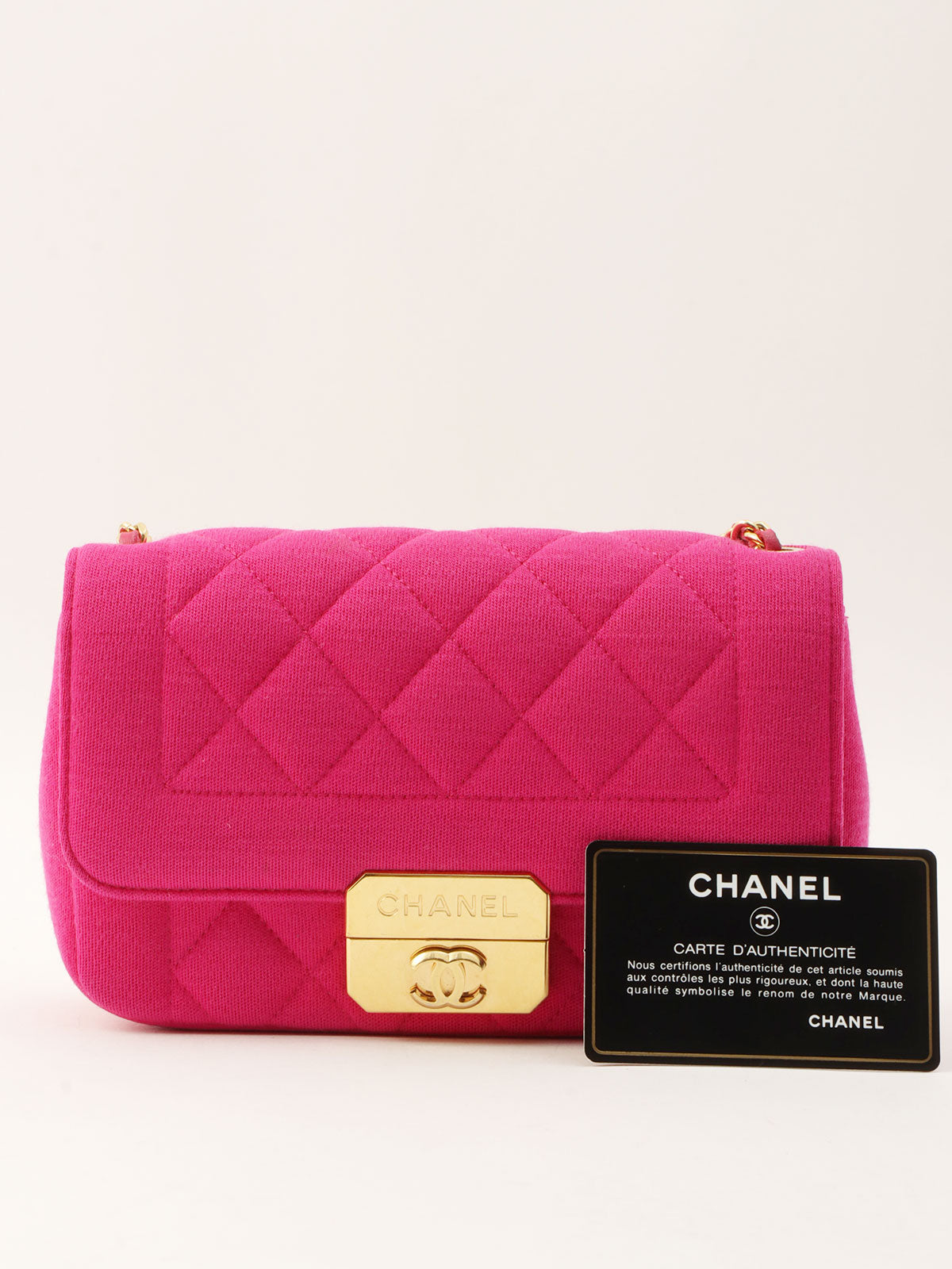 Around 2014 Made Matelassé Stitch Logo Plate Chain Shoulder Bag Pink