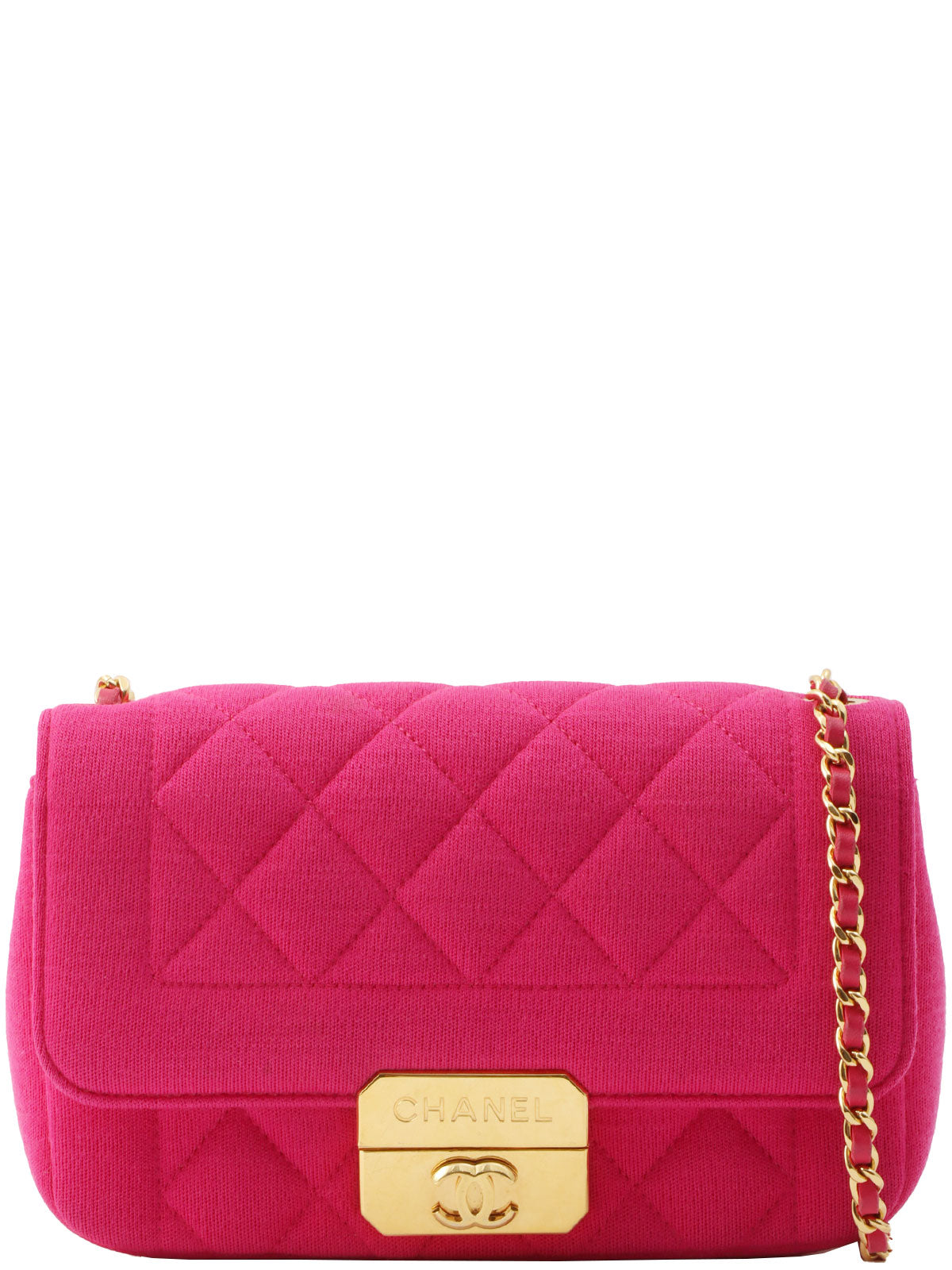 Around 2014 Made Matelassé Stitch Logo Plate Chain Shoulder Bag Pink