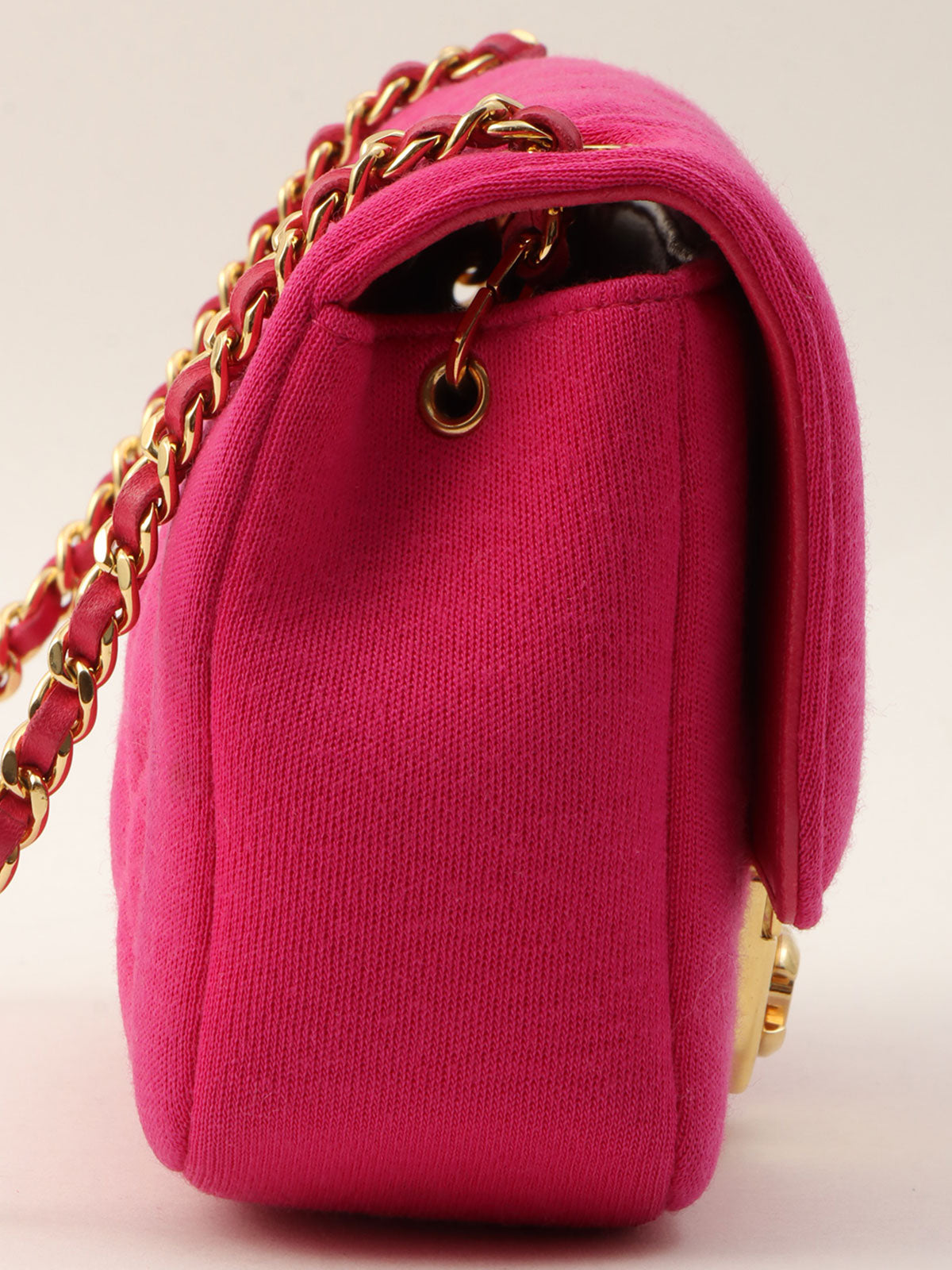 Around 2014 Made Matelassé Stitch Logo Plate Chain Shoulder Bag Pink