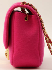 Around 2014 Made Matelassé Stitch Logo Plate Chain Shoulder Bag Pink