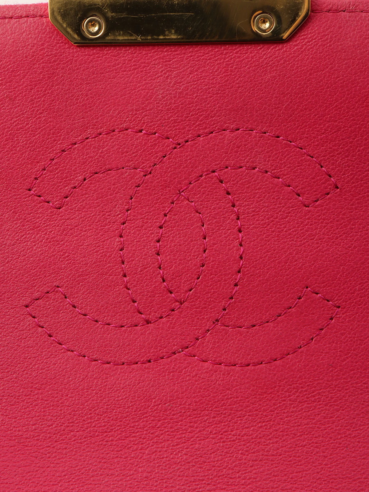 Around 2014 Made Matelassé Stitch Logo Plate Chain Shoulder Bag Pink