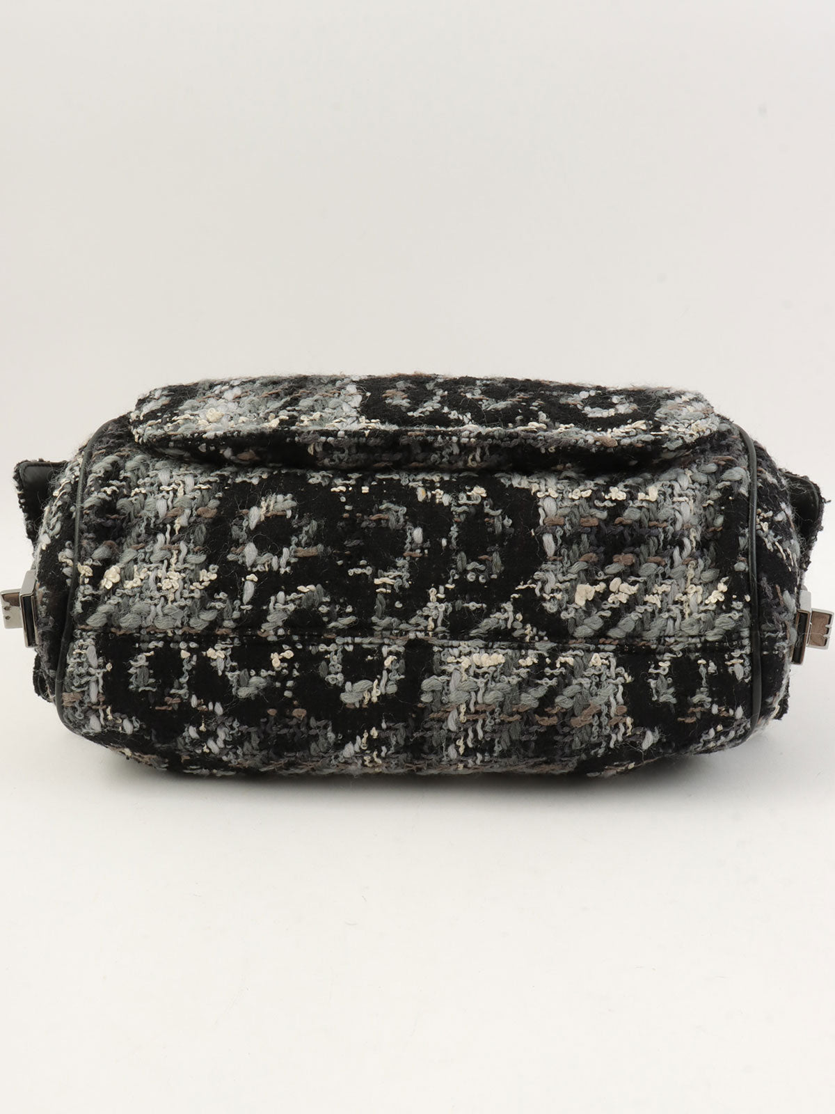 2014 Leather Tweed Combo One-Shoulder Bag Black/Multi
