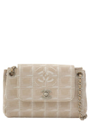 2001-era New Travel Line CC Turnlock Chain Shoulder Bag Beige