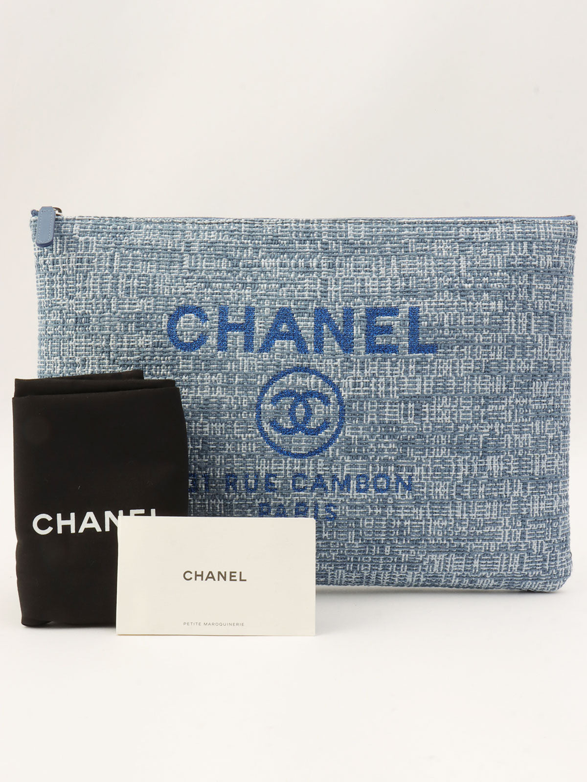 2017 Tweed Deauville Clutch Bag Light Blue