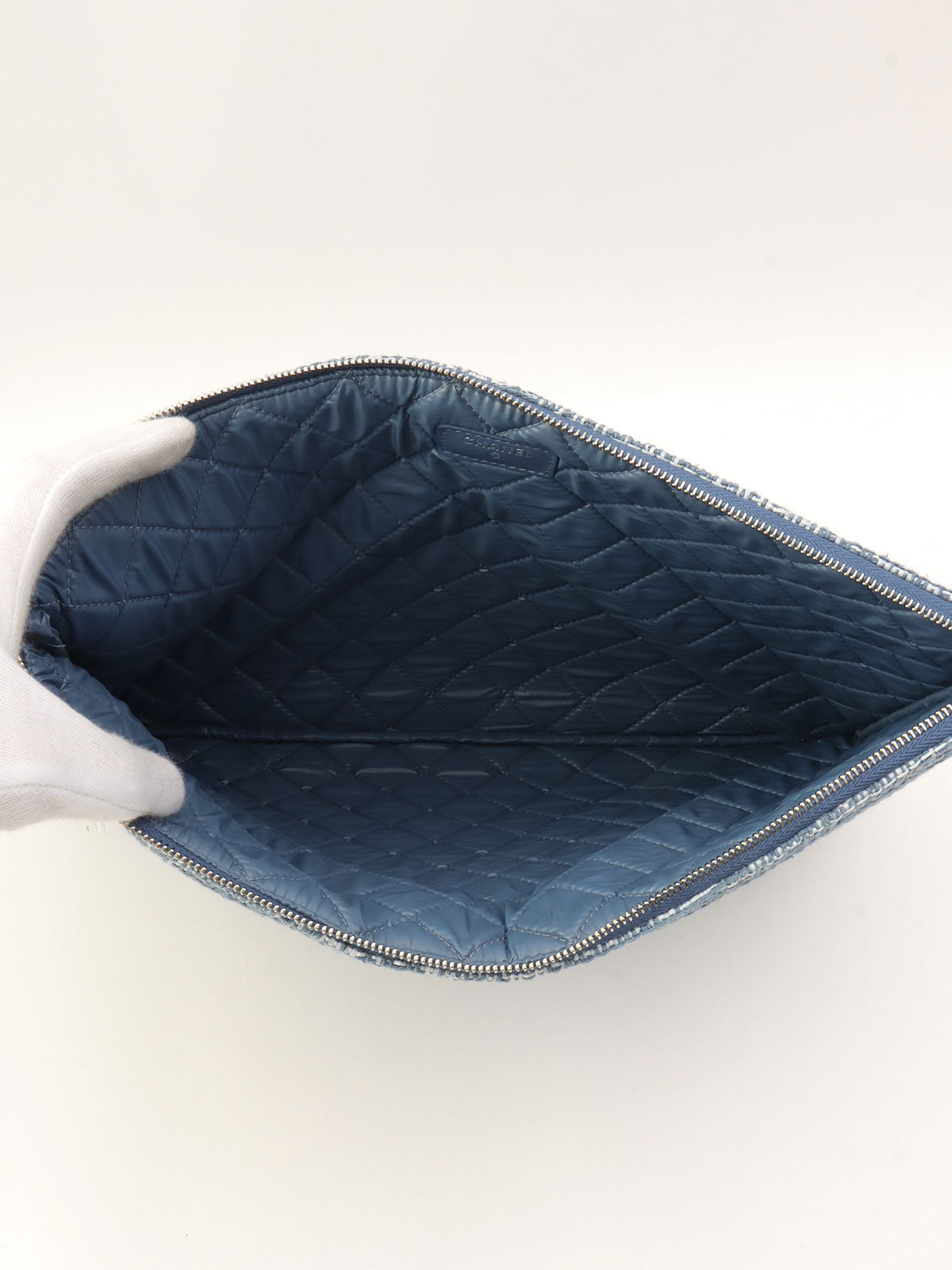 2017 Tweed Deauville Clutch Bag Light Blue