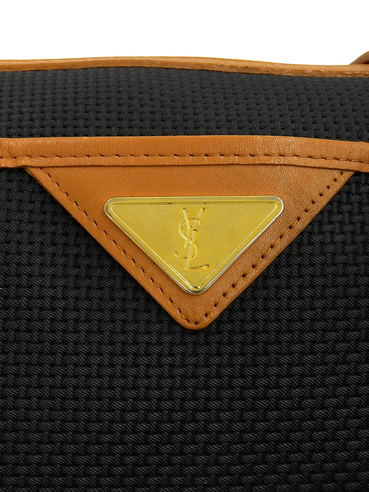 Logo铭牌手提包 海军蓝/棕色