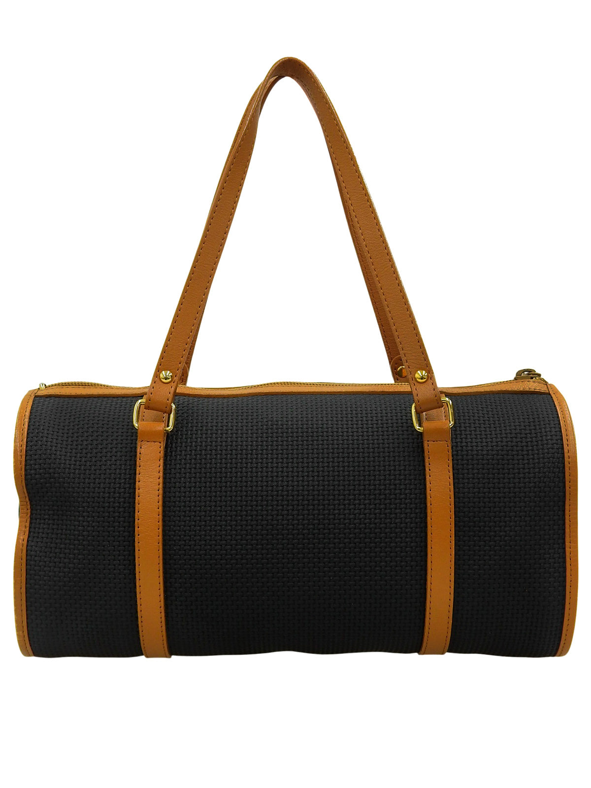 Logo铭牌手提包 海军蓝/棕色