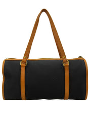 Logo铭牌手提包 海军蓝/棕色