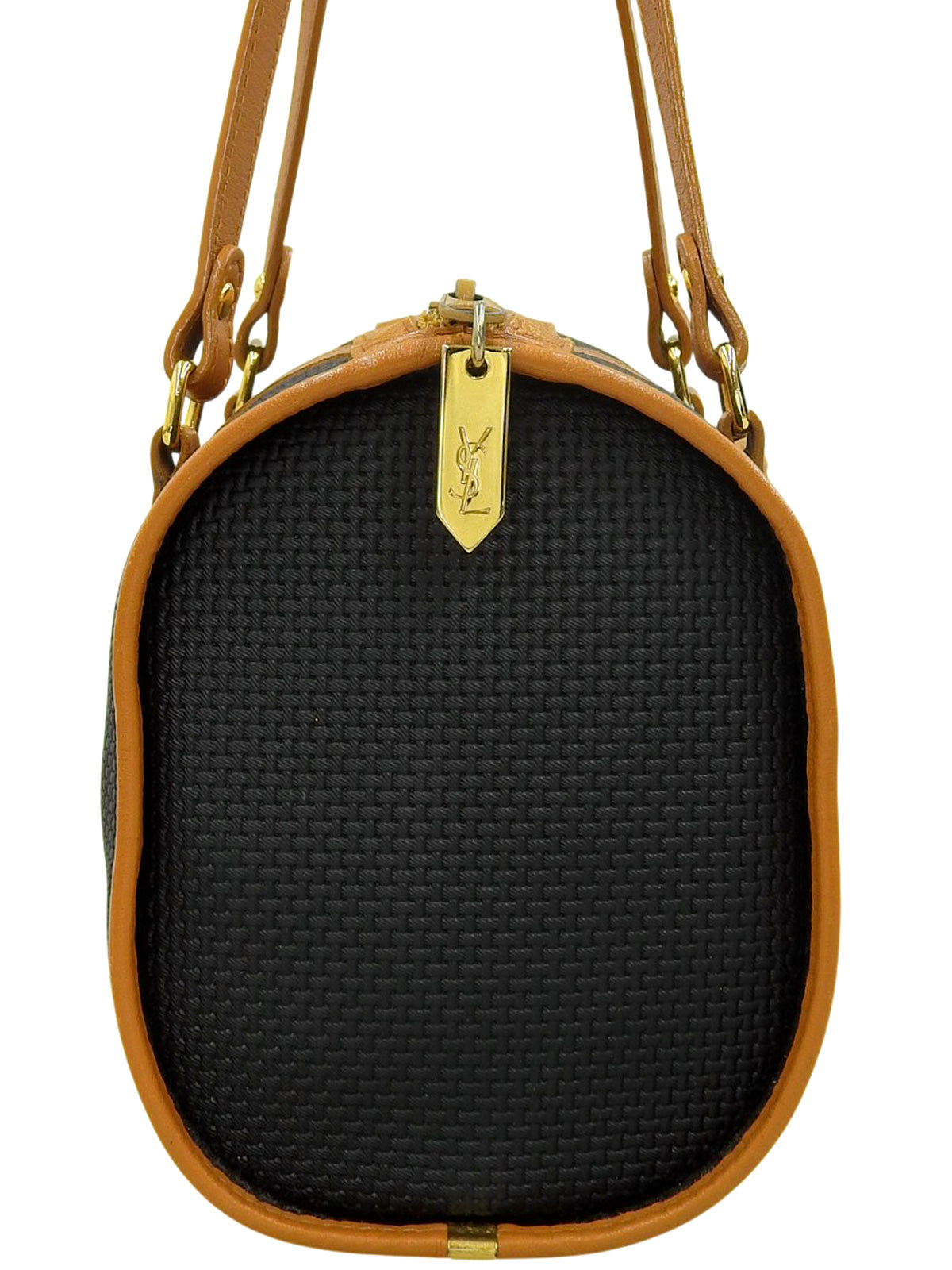 Logo铭牌手提包 海军蓝/棕色