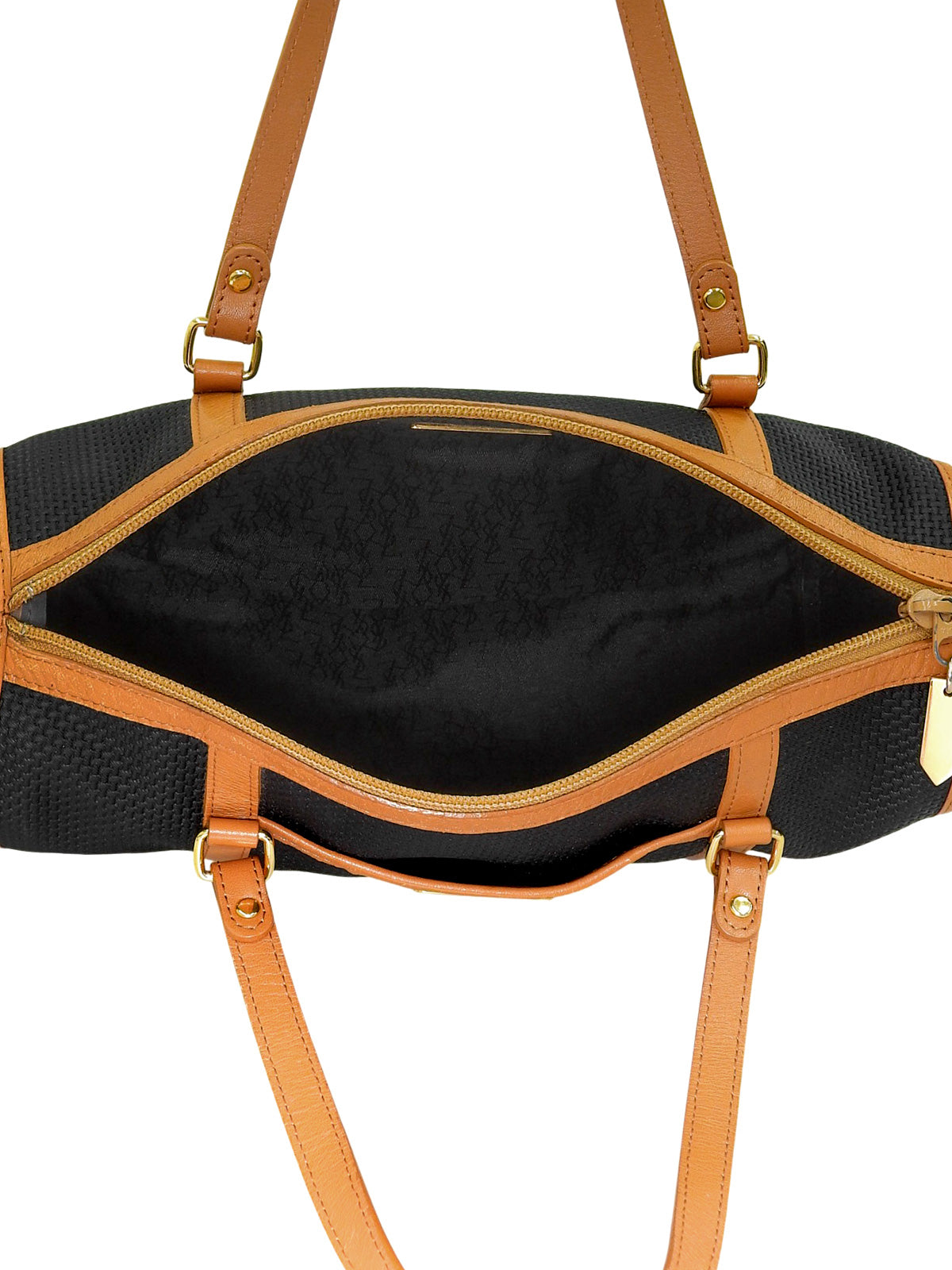 Logo铭牌手提包 海军蓝/棕色