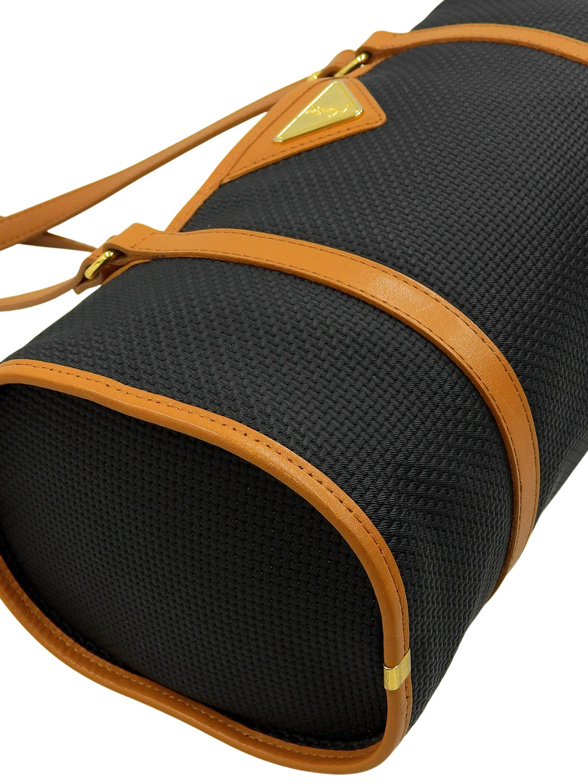 Logo铭牌手提包 海军蓝/棕色