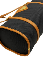 Logo铭牌手提包 海军蓝/棕色