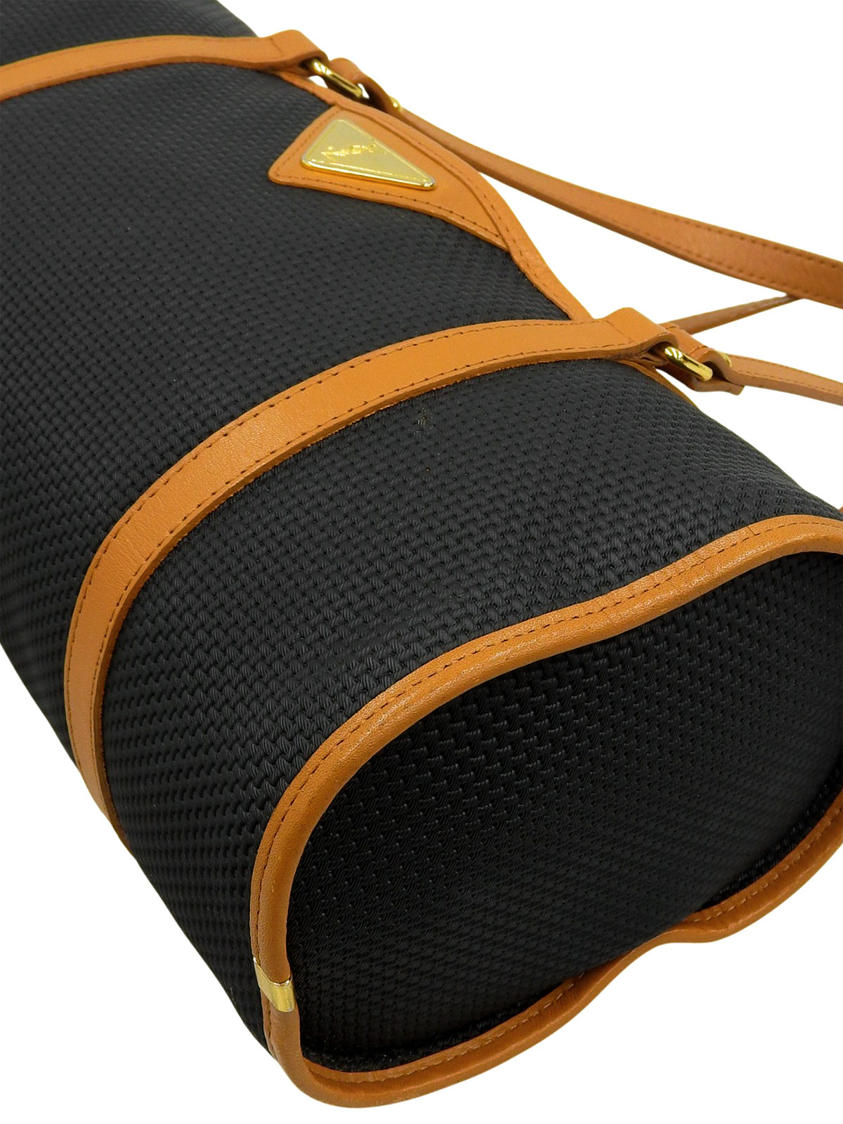 Logo铭牌手提包 海军蓝/棕色