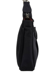 Satin Gancini Plate Chain Handbag, Black